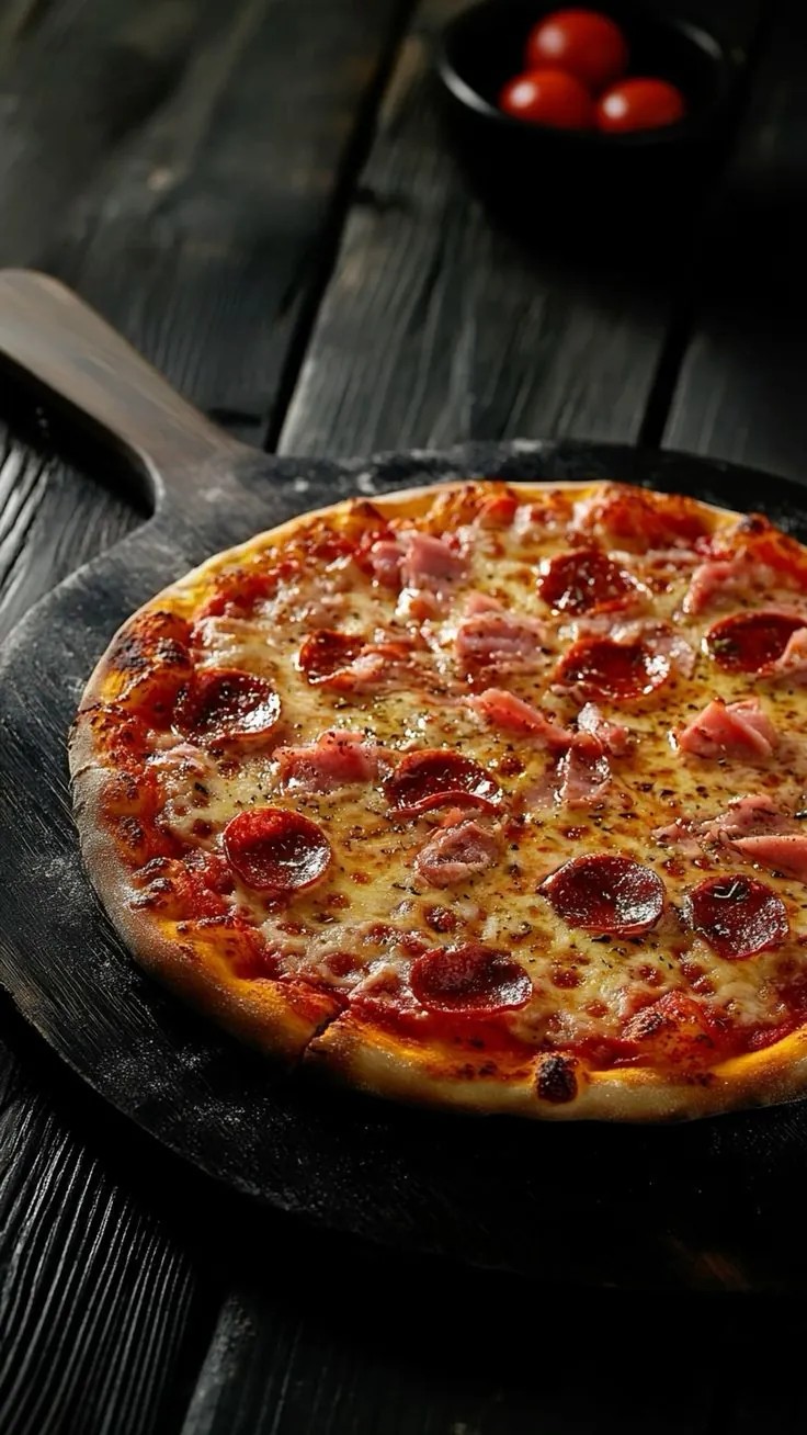 Pizza com presunto e pepperoni